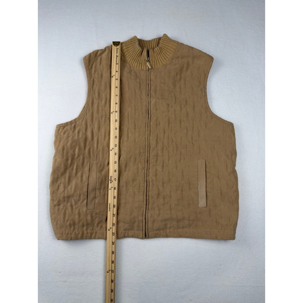 VTG Alfred Dunner Womens Tan Quilted Ribbed Knit Zip Front Vest Size 14 Camel - Picture 3 of 7